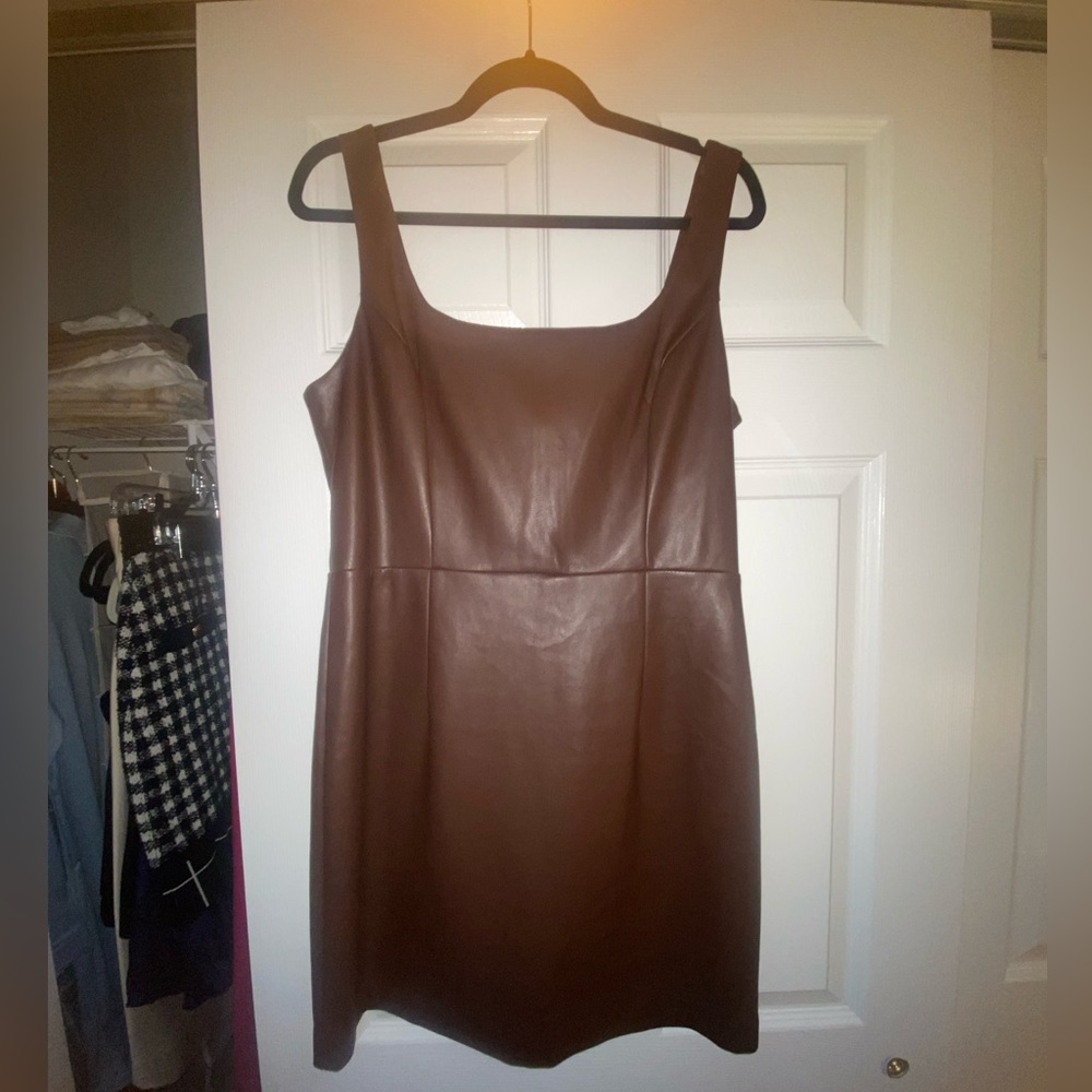 Never worn Aqua Brown leather dress from Bloomingdales